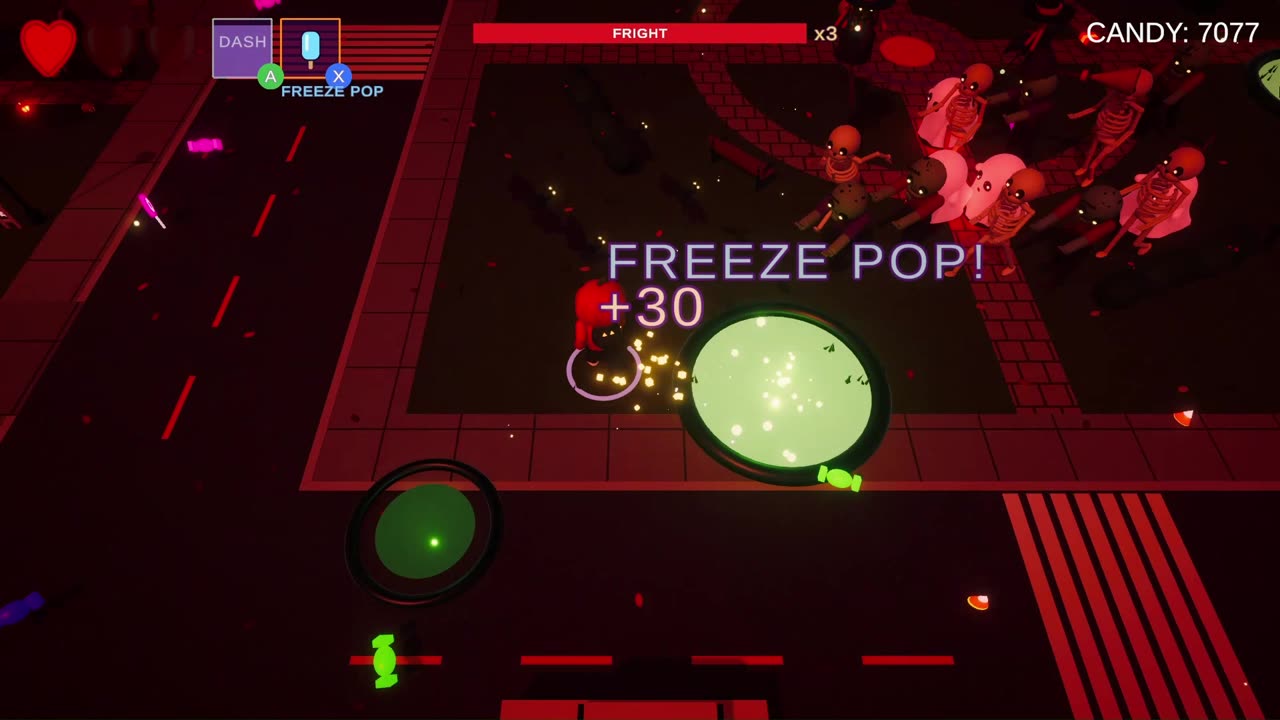 Freeze Pop: freezing the monsters in place