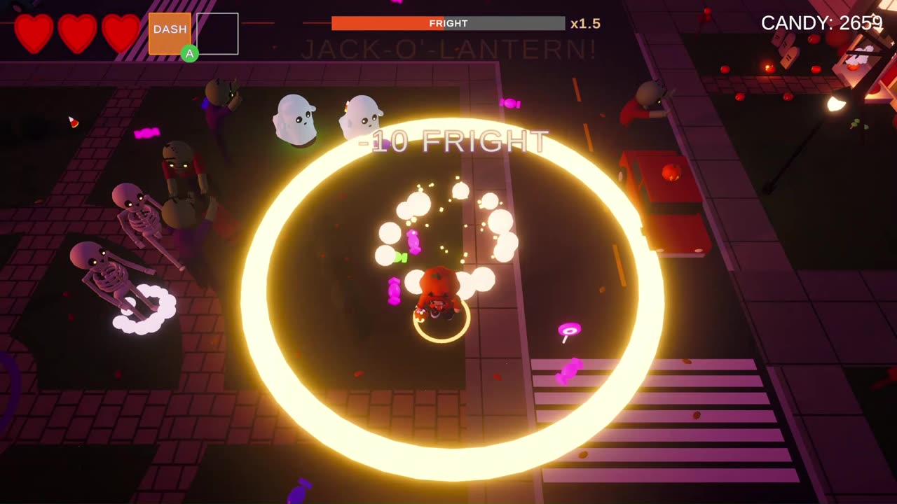 The Jack-o'-Lantern Flash blasts monsters away